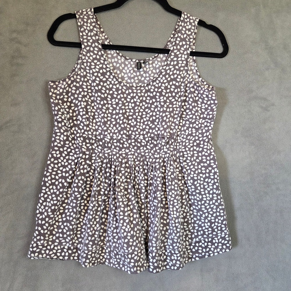 Madison Peplum Sleeveless Top Women Size Small Seed Print Cotton Boho